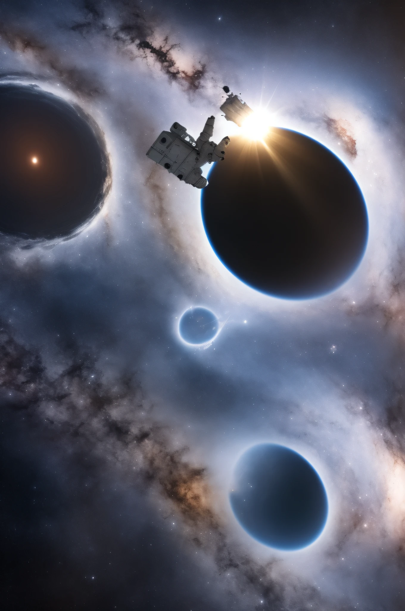 Image of an astronaut being sucked into a black hole in space
