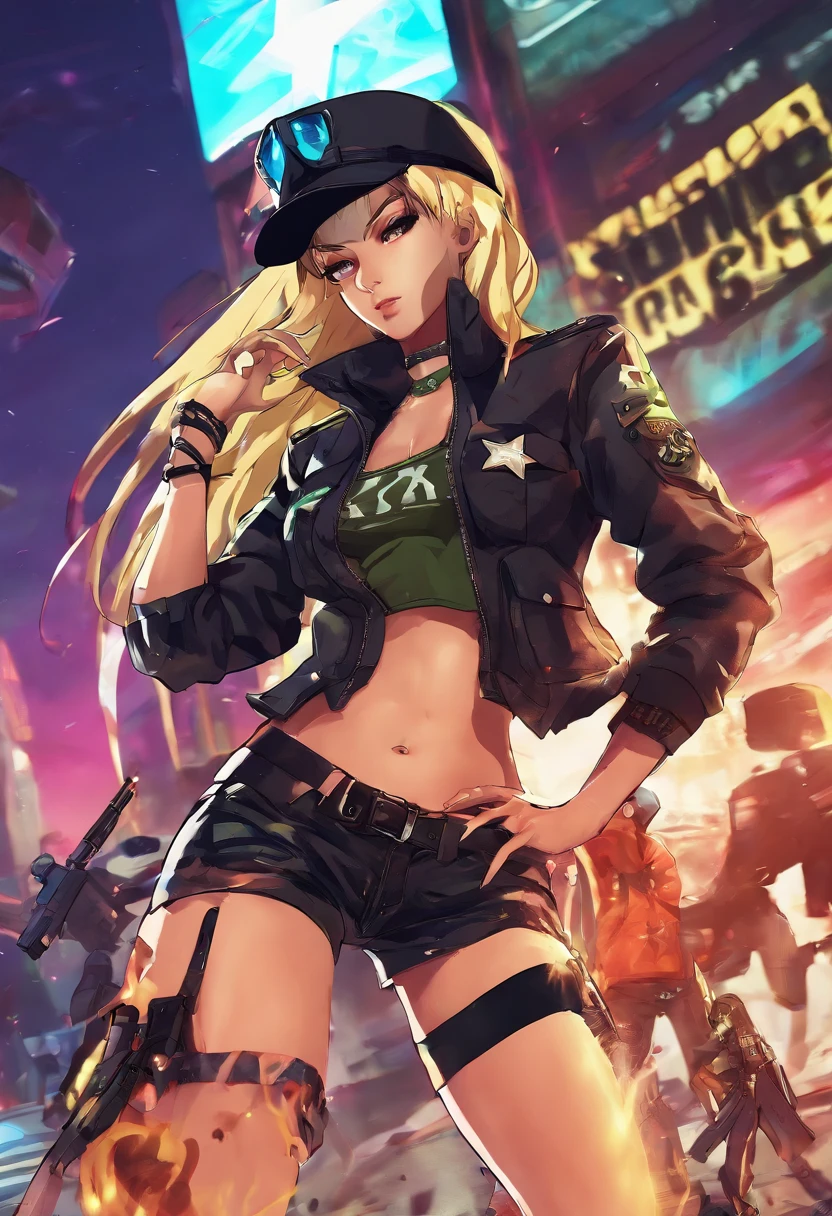 Black Rock Shooter, Military uniform, Sexy, Stripper, short shorts,