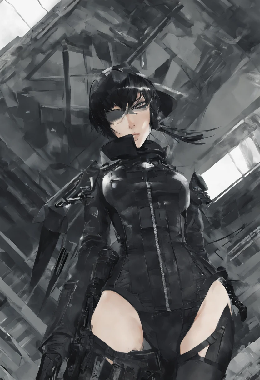 Black Rock Shooter, Military uniform, Sexy, Stripper, short shorts,