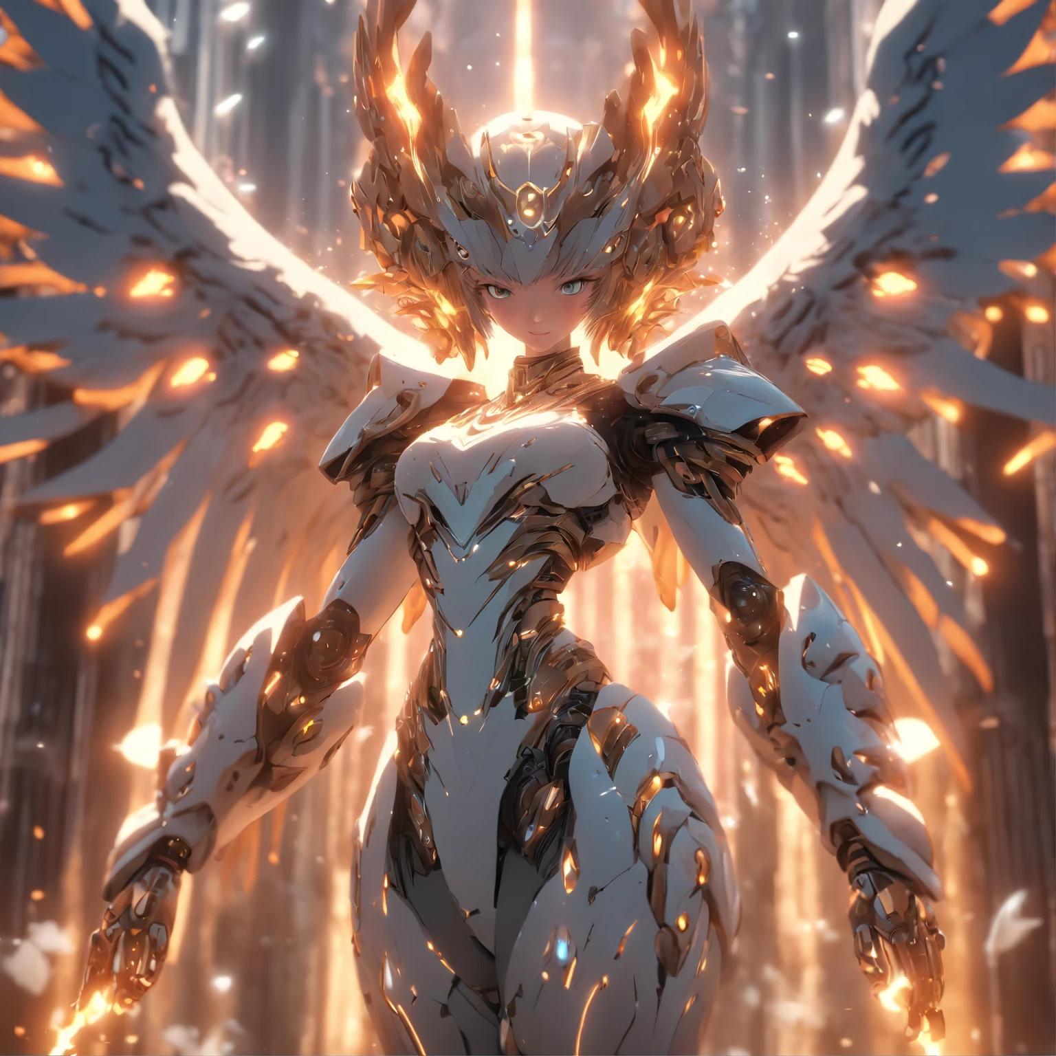 (Full body shot:1.4),(Wide Angle Shot) (long shot: 1.3), (Intricate details:1.4), (Masterpiece) , ((Anime Robot, Beautiful White Skin Golem, Angel, 1girl, Magic)), (Perfect Aesthetic Eyes:1.3) , (Detailed Eyes) , (Halo) , (Elden ring:1.4), (Wings:1.3), Glowing, Twintails Hair, Multicolored Hair, (Anatomically Correct Body:1.4) , Angry, (Perfect Face), Saenyo Ancalagon Majestic Guardian Knight | Ultra Detailed Robotic Armor | Cinematic Lighting | Intricate filigree metal design | 16k | Unreal Engine 5 | Octane Render | 3d, (anatomically correct :1.4), (Ultra Detailed, Fantasy Background, Blush, Solo, Fightning Stance), (magic circle:1.3), Lightning Effect, (Ray Tracing), Show Your Ability A.I., (Glowing Eyes) , (Particles Glowing) , 16k Wallpaper, Robot Female, Trending on Pintrest, By Nimox AI, UHD