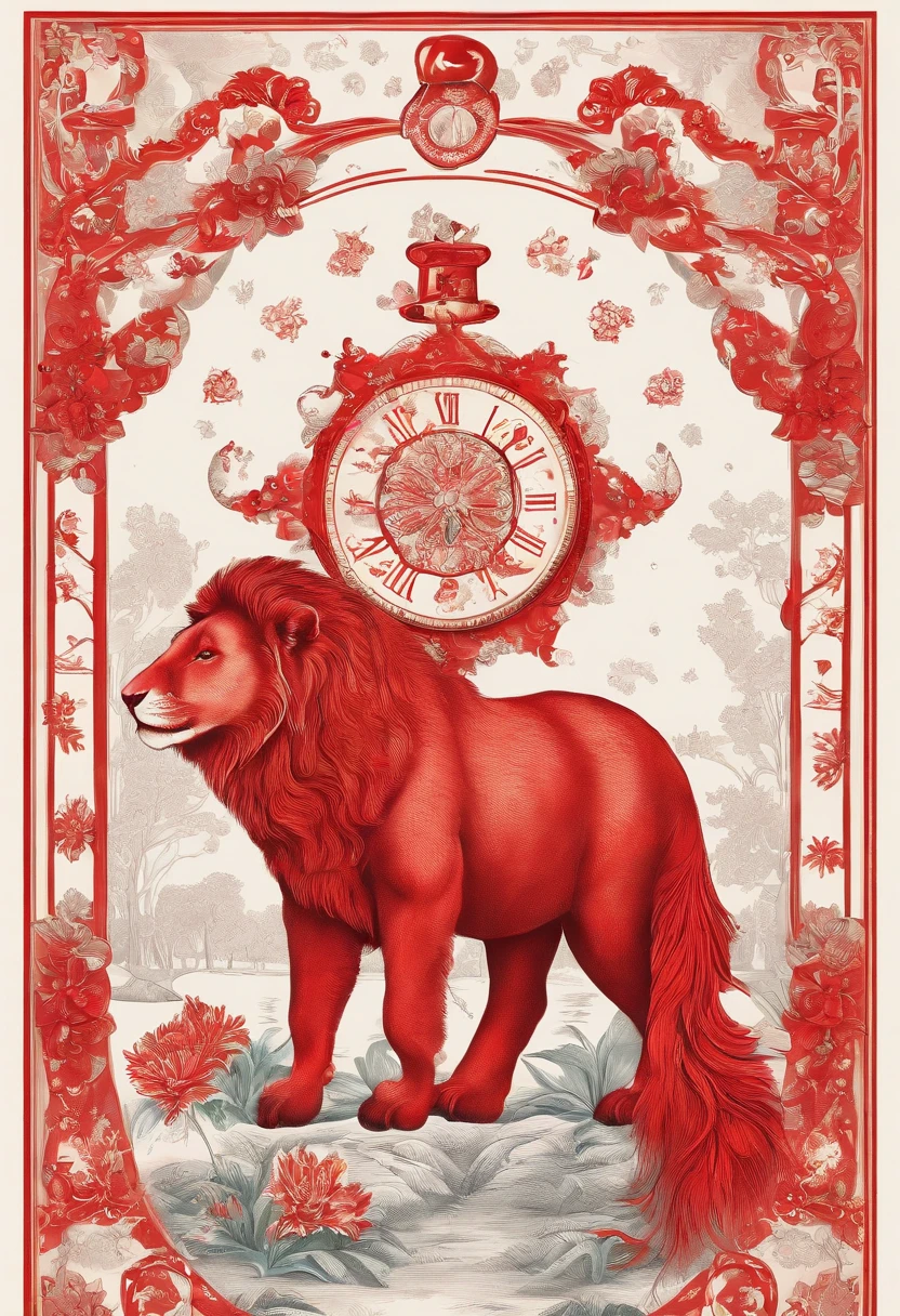 Zodiac New Year Red lively animals