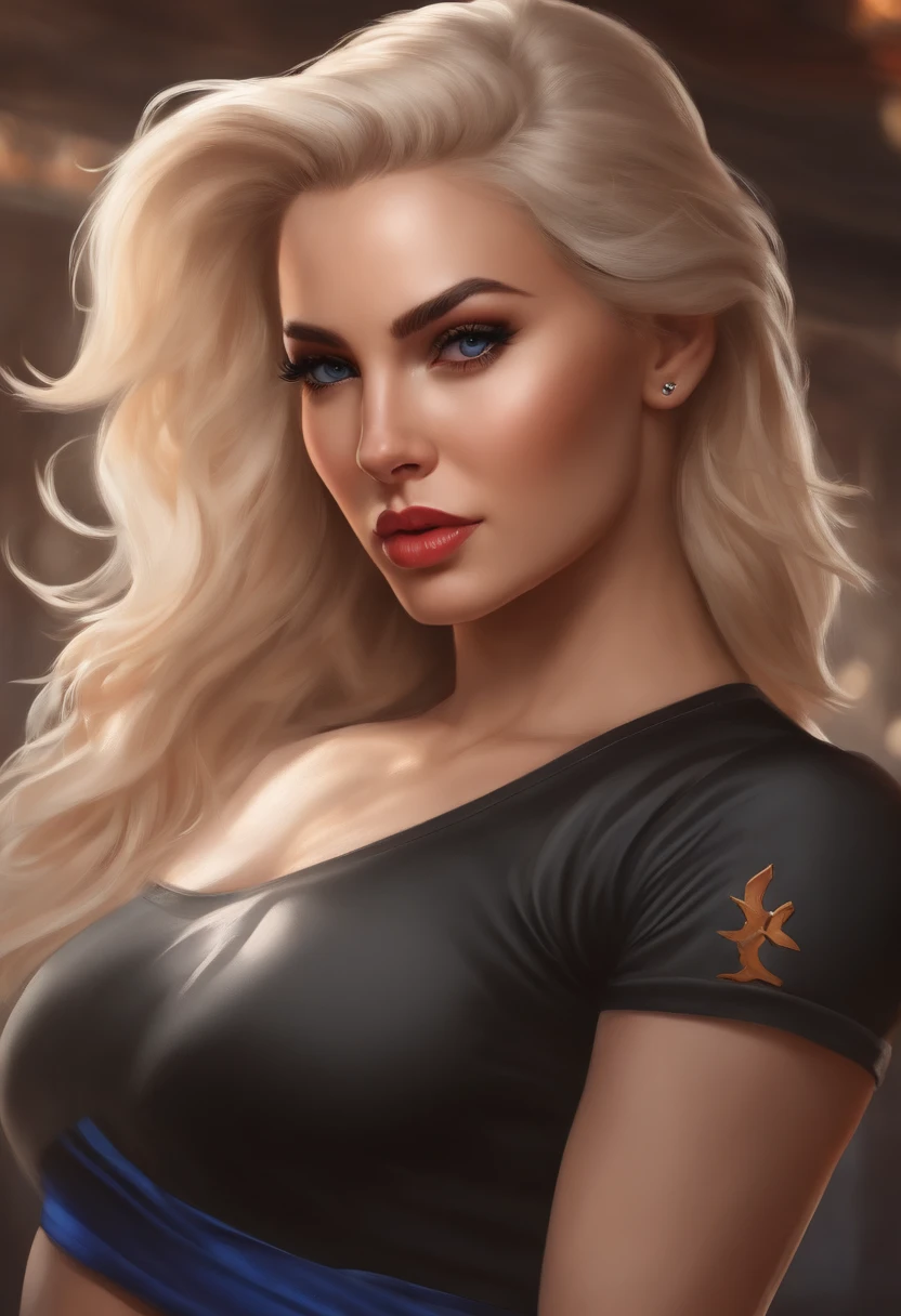 arte no estilo super realista, mulher super realista, cores vivas, cores intensas, cores brilhantes, mulher lutadora, estilo lutadora, estilo Paige-Spiranac, Paige-Spiranac com a roupa de Chun-li de Street fighter, linda Paige-Spiranac, Paige-Spiranac + Chun-li