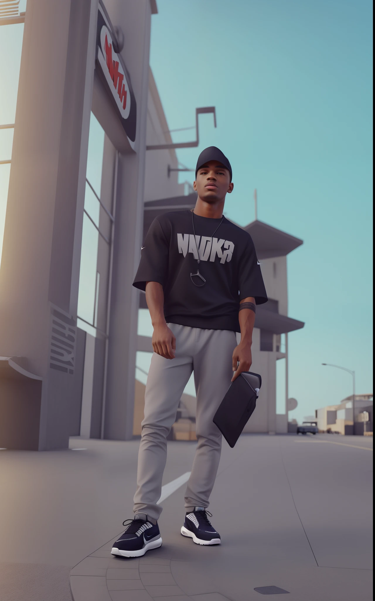 Change background , Nike air max, handsome,cap, realistic face, 8k, ultra realistic boy