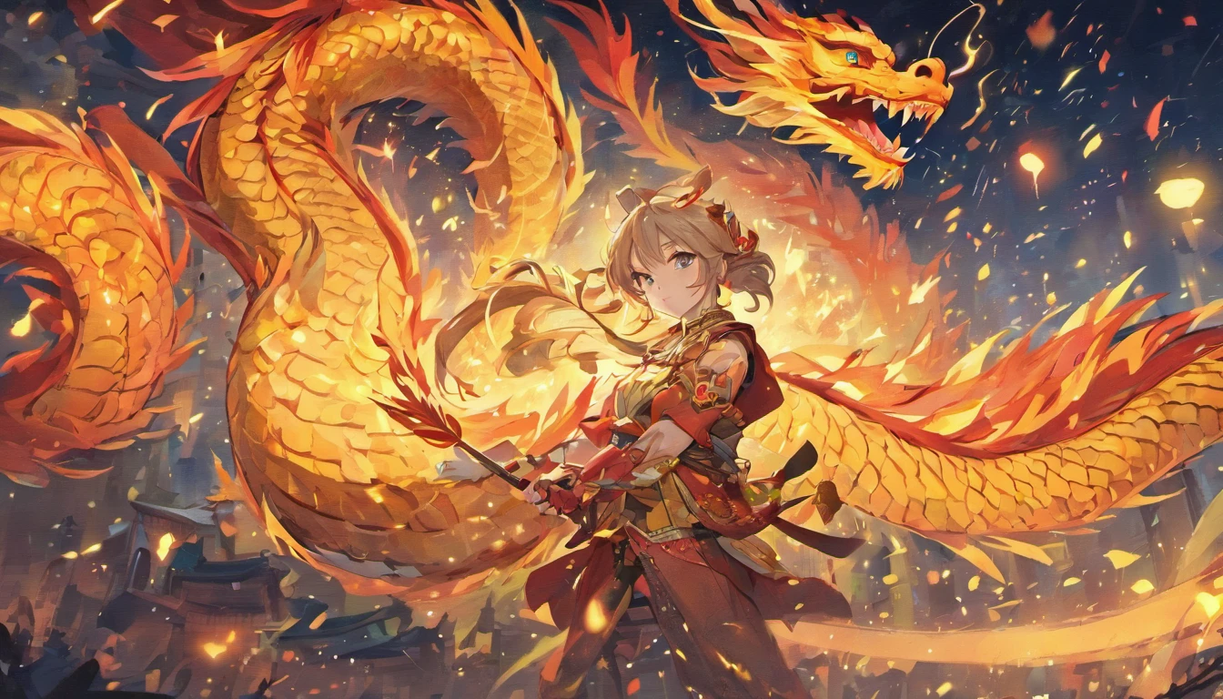 Mid-Autumn Festival,large moon,(((chinesedragon))),tradit,celebrating,fire works,Kongming Lantern