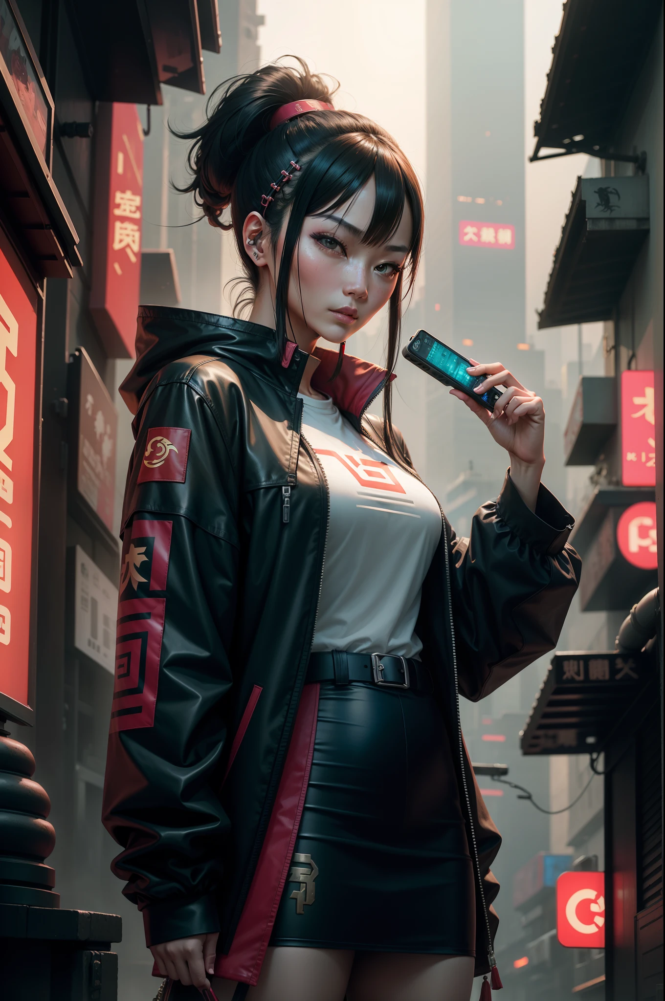 Chinese cyberpunk，Fine facial depiction，Horse face skirt