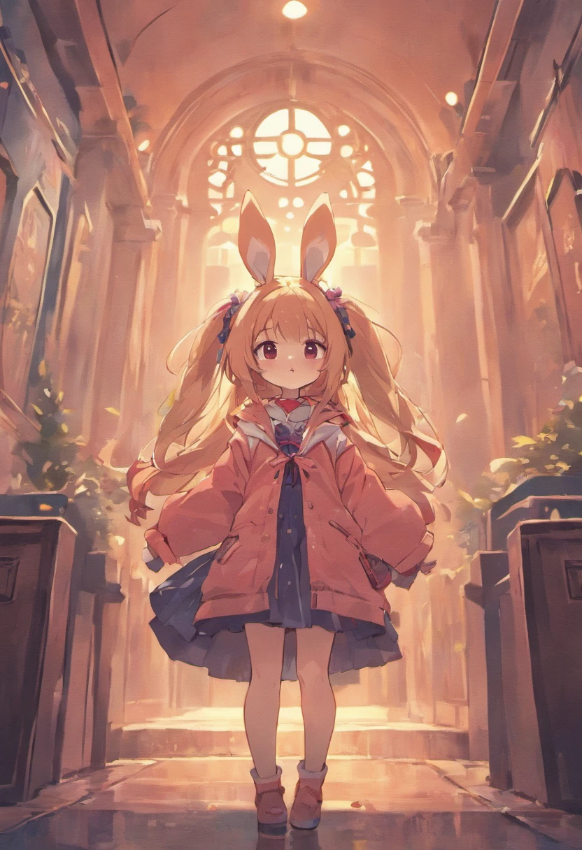 Little bunny with clothes cute animal