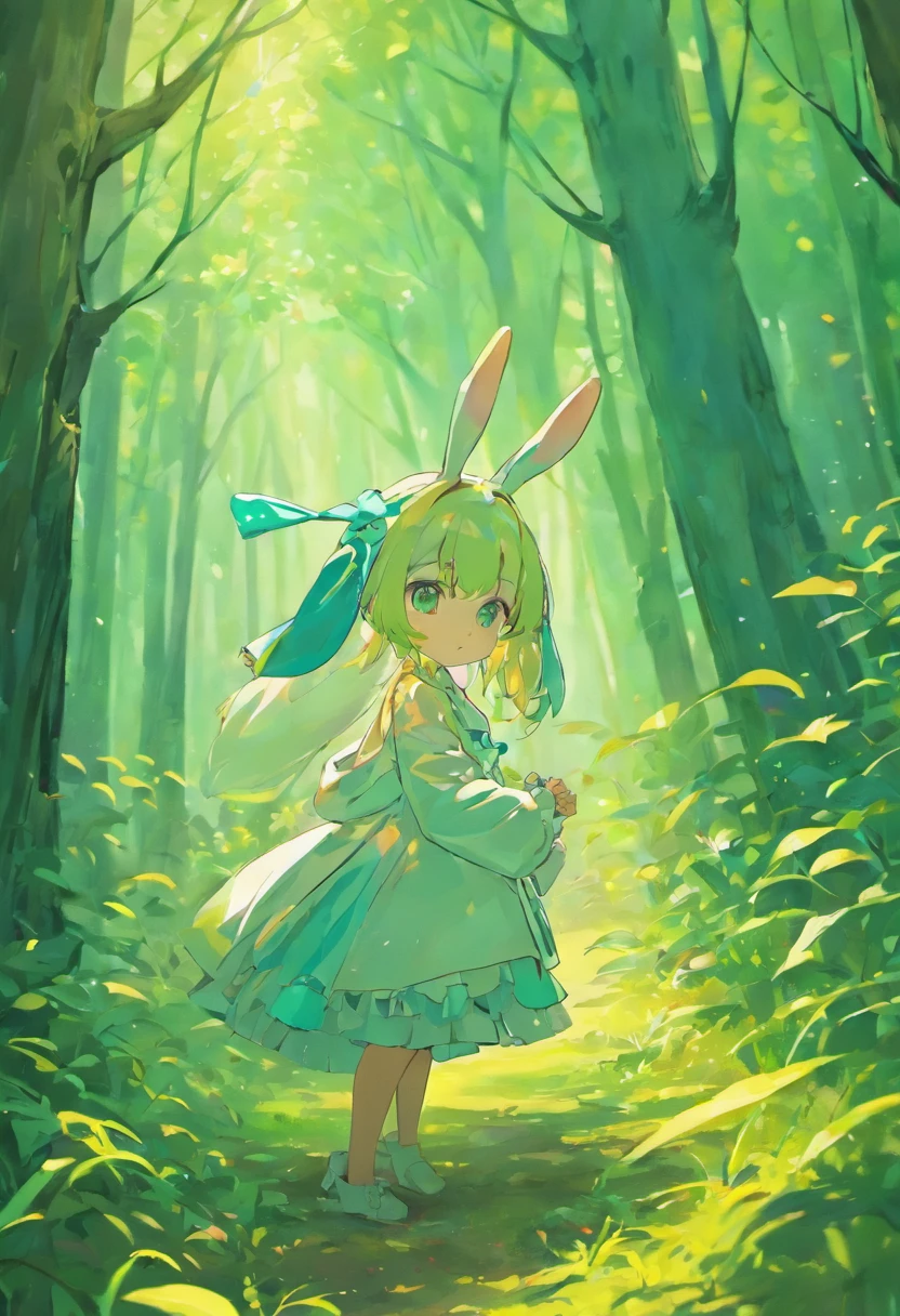 adorable bunny in enchanted forest