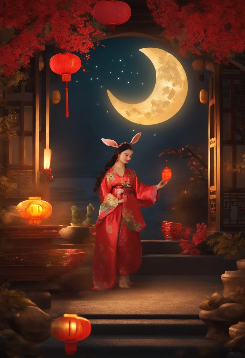 Mid-Autumn Festival member，Family harmony，Jade rabbit gifts，A big moon