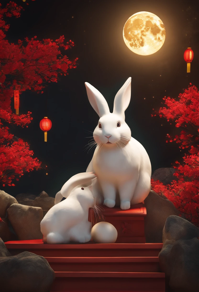 Mid-Autumn Festival member，Family harmony，Jade rabbit gifts，A big moon