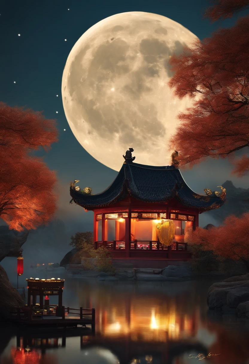 Mid-Autumn Festival,,Jade rabbit gifts,A big moon