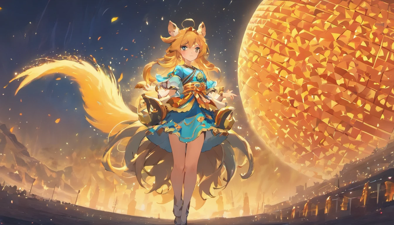 Mid-Autumn Festival,(large moon),(((((taur))))),tradit,celebrating,fire works,((Kongming Lantern)),Don't anthropomorphize,The cow followed and watched,Do not figure animal cattle,archetype