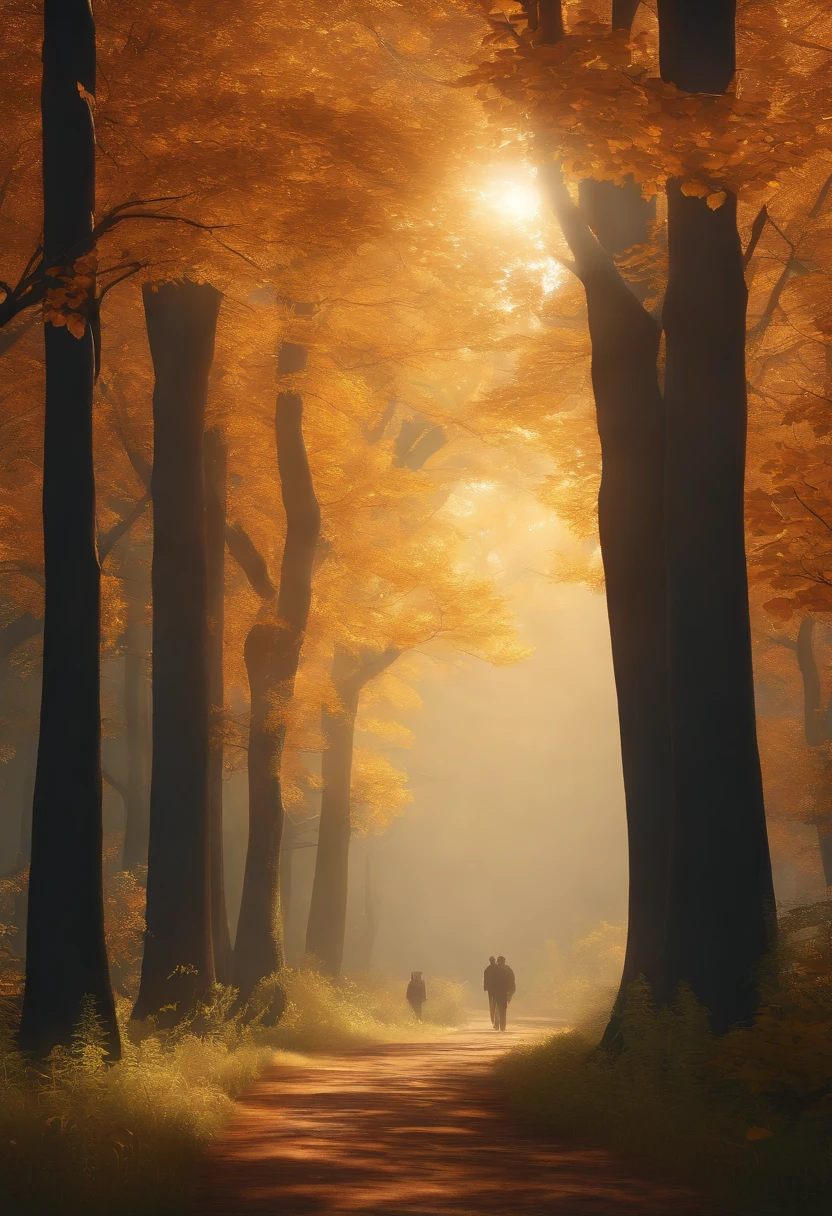 tmasterpiece,Best quality at best,Extremely beautiful reflection,The best reflections。(Very detailed CG unity 8k wallpaper),(Best quality at best),(The best illustrations),(The best shadow),Forest theme with natural elements。Tall trees,quiet streams,Glowing small mushrooms,surrounded by exquisite leaves and branches,There are also fireflies and glowing particle effects,,(nature elements),(Jungle theme),(foliage),(tree branch),(glowworm),butterflys,(exquisite leaves),(with light glowing),(particle effect)。 , isometric 3D, Octane rendering, Ray traching, 超詳細,Ginkgo trees in autumn