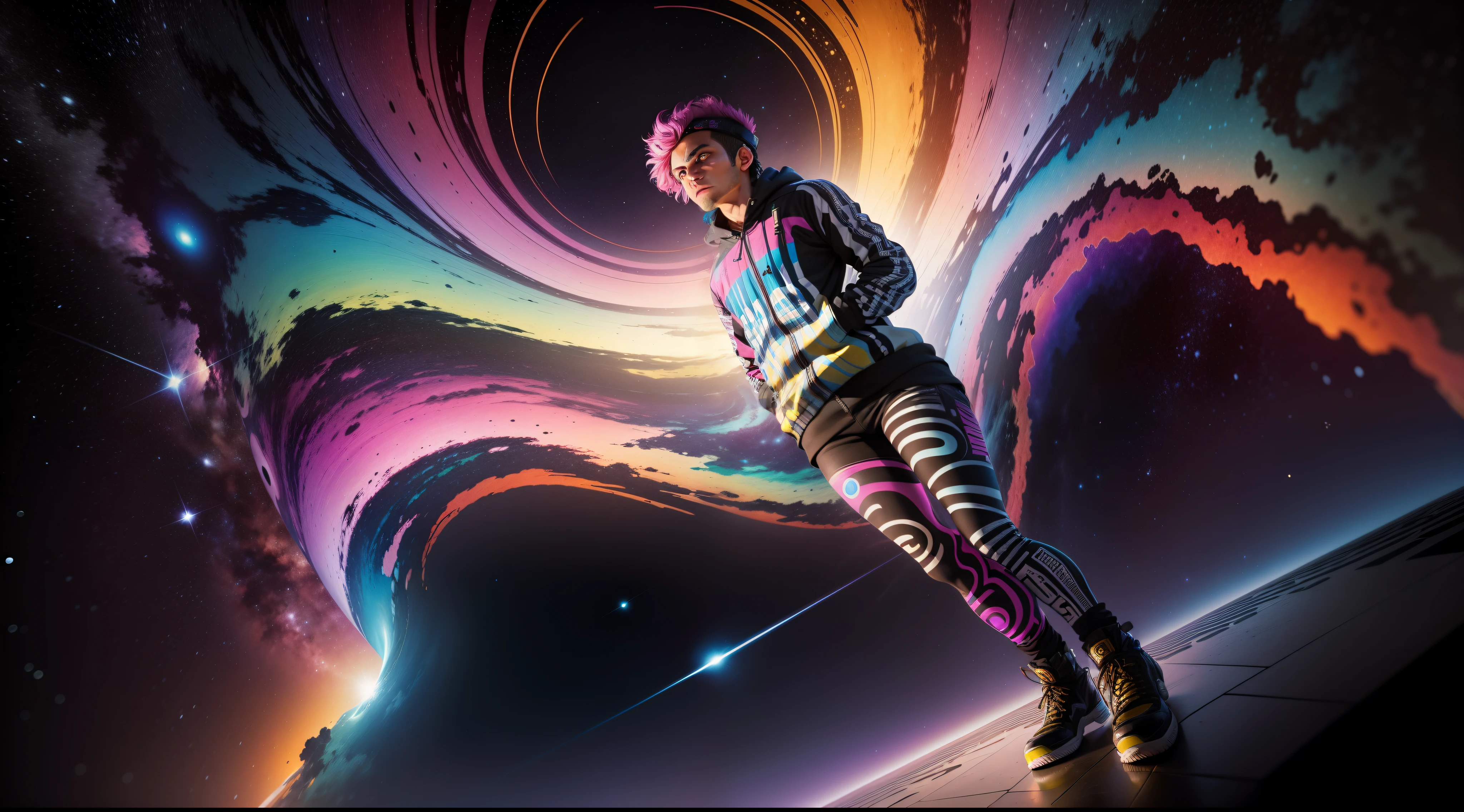 kosmos,milky ways,best angle,Eduardo Kobra Acorjo Amento ,Multidimensional geometric wall portrait,Coloring,punk,
