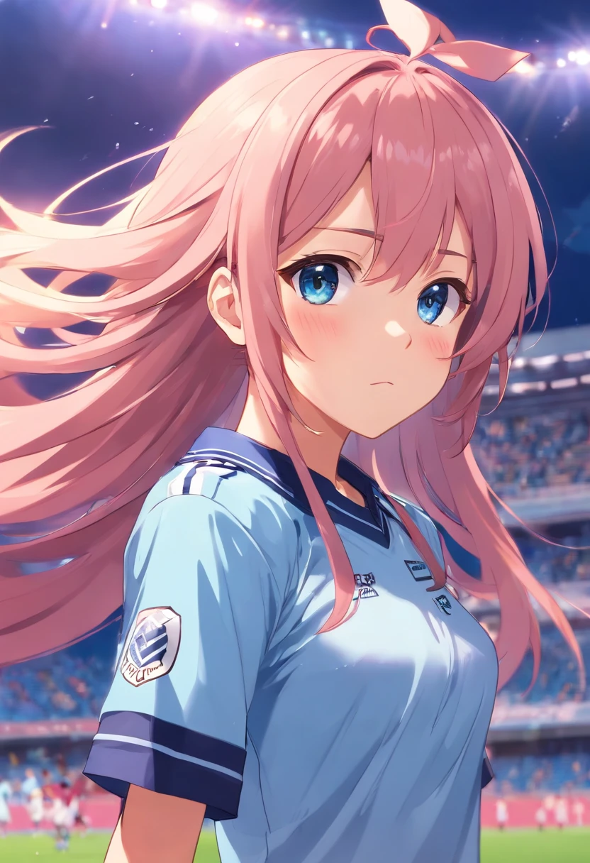 fate astolfo,(bleu long hair), anime girl,soccer uniform