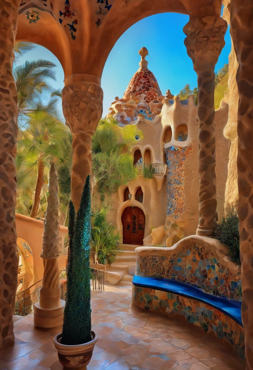 Gaudí style art、Park Güell colors、Contemporary art、painterly