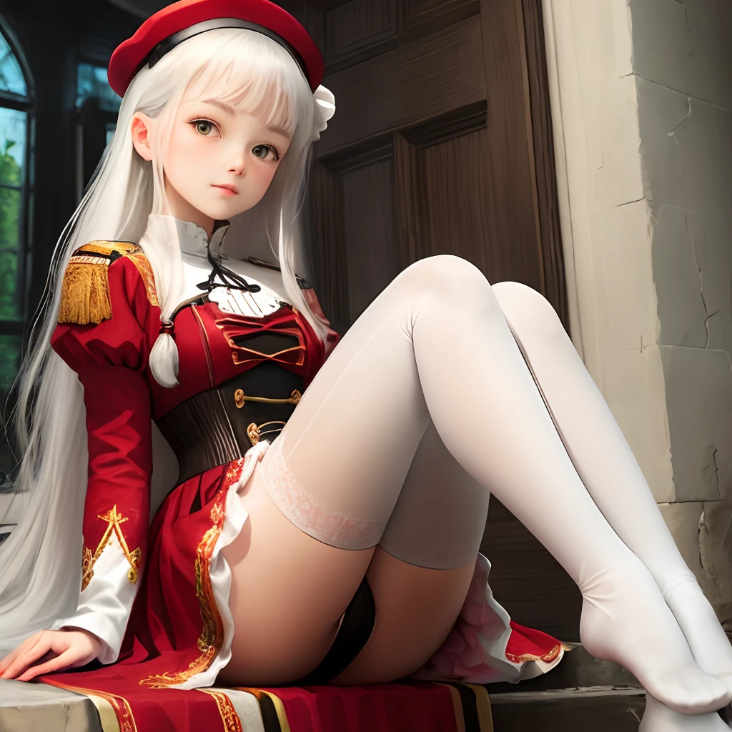 Red-edged white clothes, white stockings, long-haired