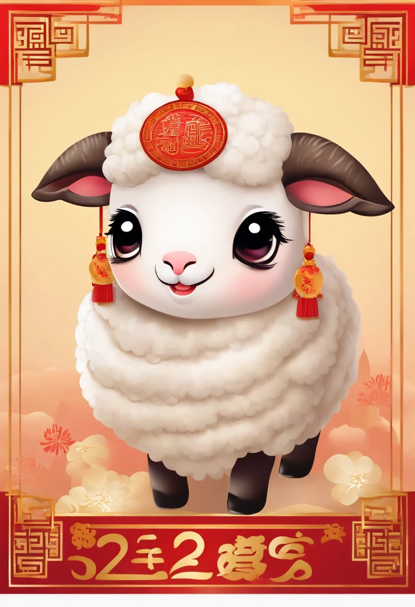 Animal sheep Chinese traditional image Cute New Year mascot Have the feeling of New Year