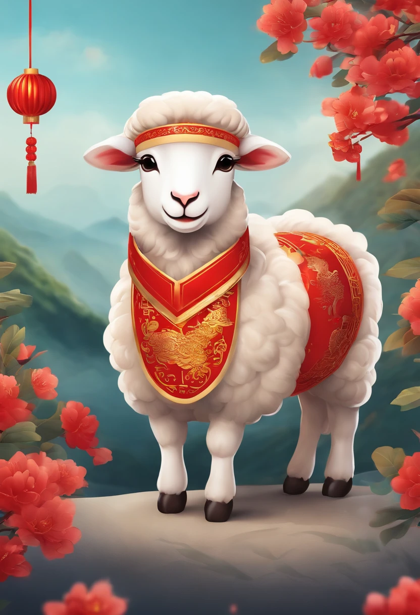 Animal sheep Chinese traditional image Cute New Year mascot Have the feeling of New Year