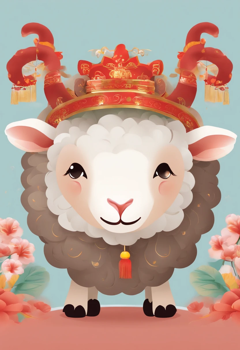 Animal sheep Chinese traditional image Cute New Year mascot Have the feeling of New Year