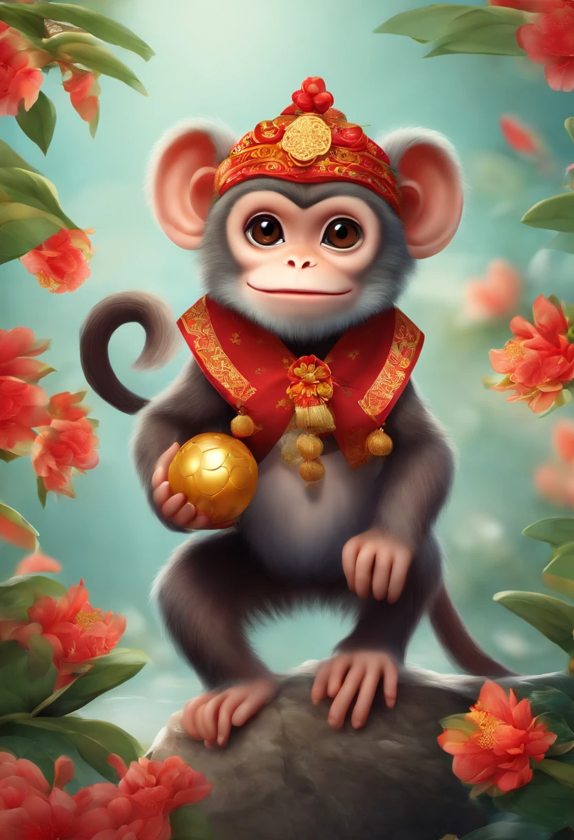 Animal monkey Chinese traditional image Cute New Year mascot Have the feeling of New Year