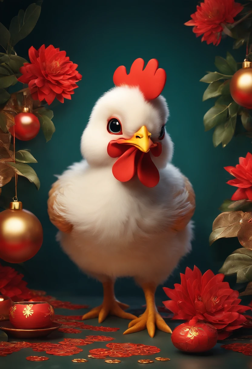 Animal chicken Chinese traditional image Cute New Year mascot Have the feeling of New Year