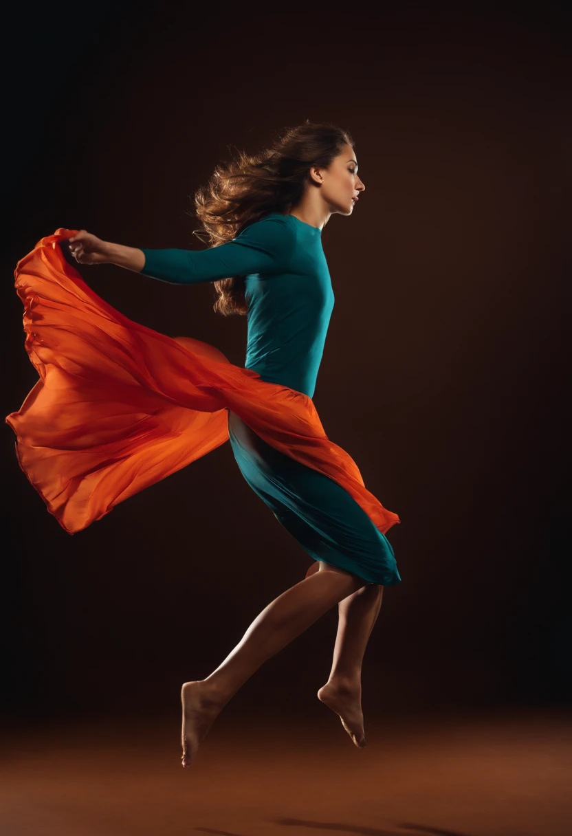 Girl jumping, in profile