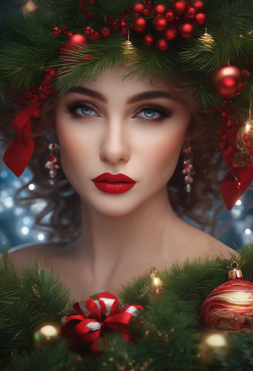 (extremely detailed CG unity 8k wallpaper),(masterpiece), (best quality), (ultra-detailed), (best illustration),(best shadow), (sharp eyeliner, eyeshadow, detailed eyes:1.1),, ,BREAK, (NTW20christmas:1.2),,