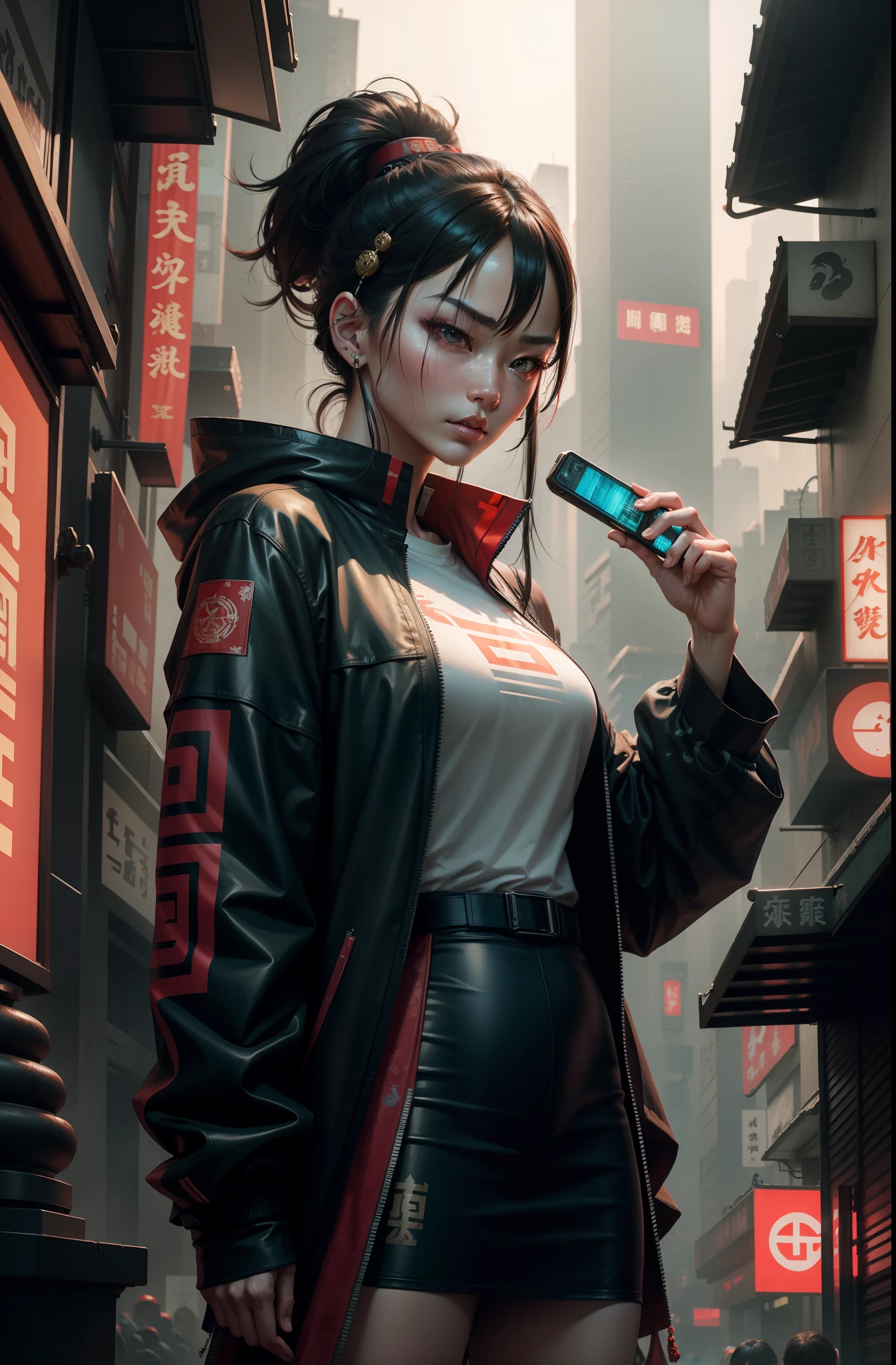 Chinese cyberpunk,Fine facial depiction,Movements with tension,Mucha