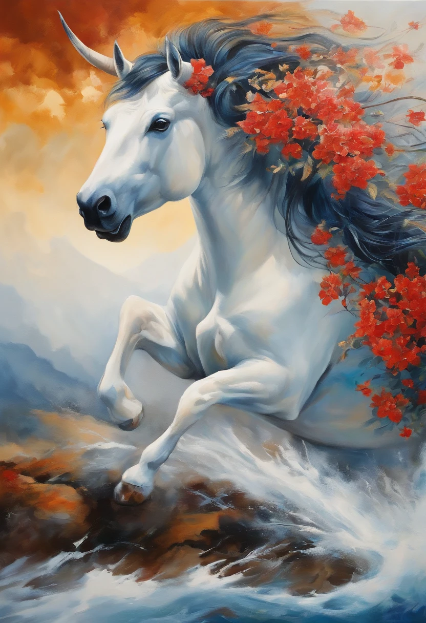 Bullish Spirit, National Style Painting, National Tide, White Background