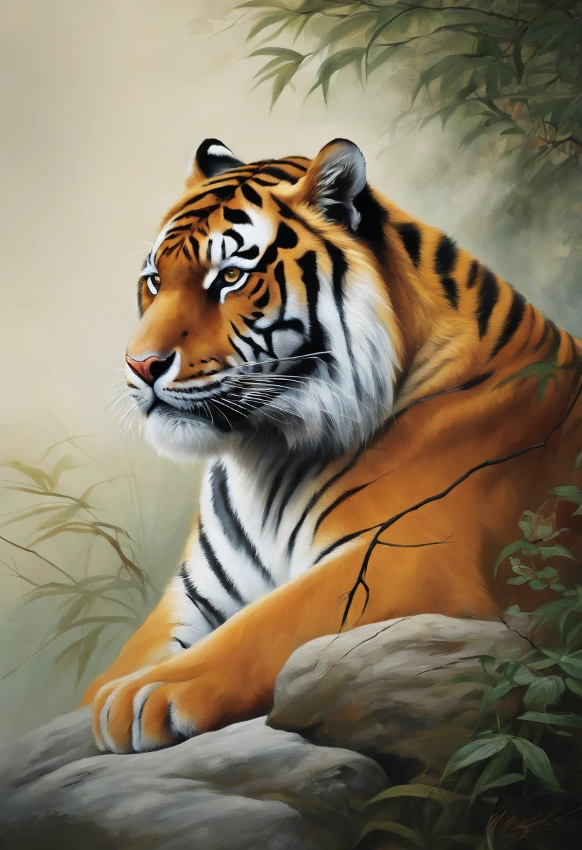 Tiger National Style Painting National Tide White Background