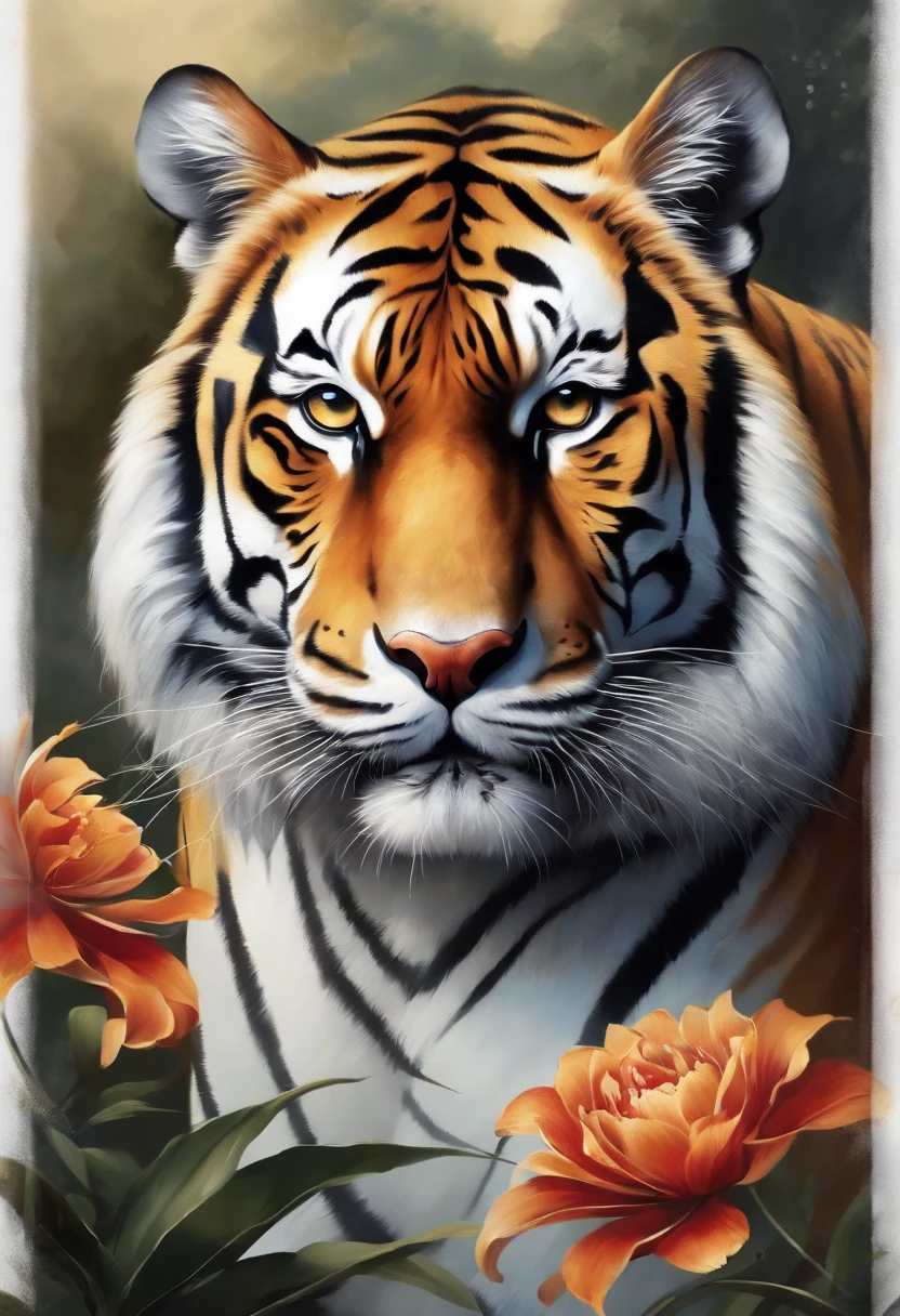 Tiger National Style Painting National Tide White Background