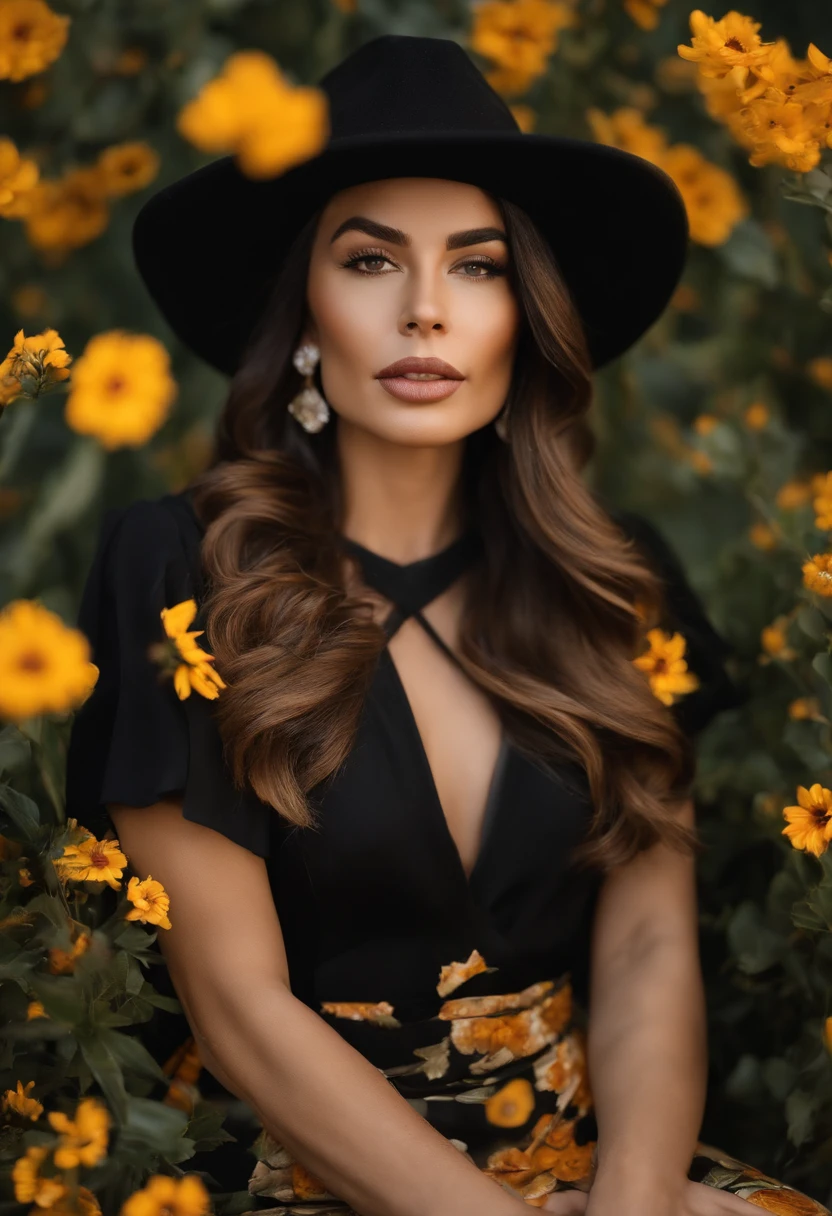 mulher latina, 36-year-old brunette with black hat, segurando um lindo iPhone 12 Pro Max branco, designed for cozy aesthetics!, Wholesome, foto do produto de alta qualidade, Floral Bling, arte do designer, foto oficial do produto, full facial vision, bottom angle, foto do produto em miniatura, foto de produto de alto detalhe, sonho floral, Tecnologia, foto profissional do produto, 1614572159, foto retrato