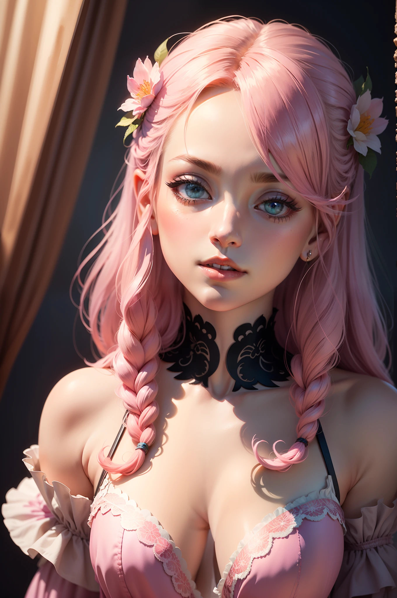 A young woman like a fairy with pink hair and dragonfly wings, tema fantasia, (((master part))), (((melhor qualidade))), ((ultra-detalhado)),(Highly detailed CG illustration), ((um extremamente delicado e bonito)),Cinematic light, Crie uma arte de fantasia impressionante. fantasia de conto de fadas com detalhes coloridos. ((Use various shades of pastel pink and watercolor as the main color scheme.)) incorporate unique lighting effects, Exploring dynamic and attractive composition techniques, e experimentando paletas de cores exclusivas. Camera: Choose an angle that highlights the beauty of the character.. The lighting: Use atmospheric lighting techniques to create depth and humor. resolution: Aim for a high-resolution artwork to showcase intricate details and clarity.