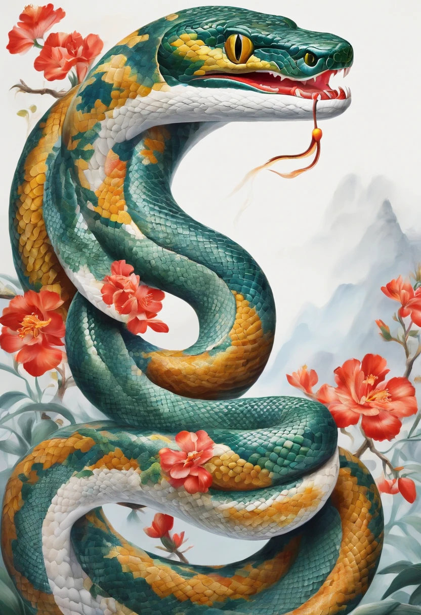 Snake National Style Painting National Tide White Background