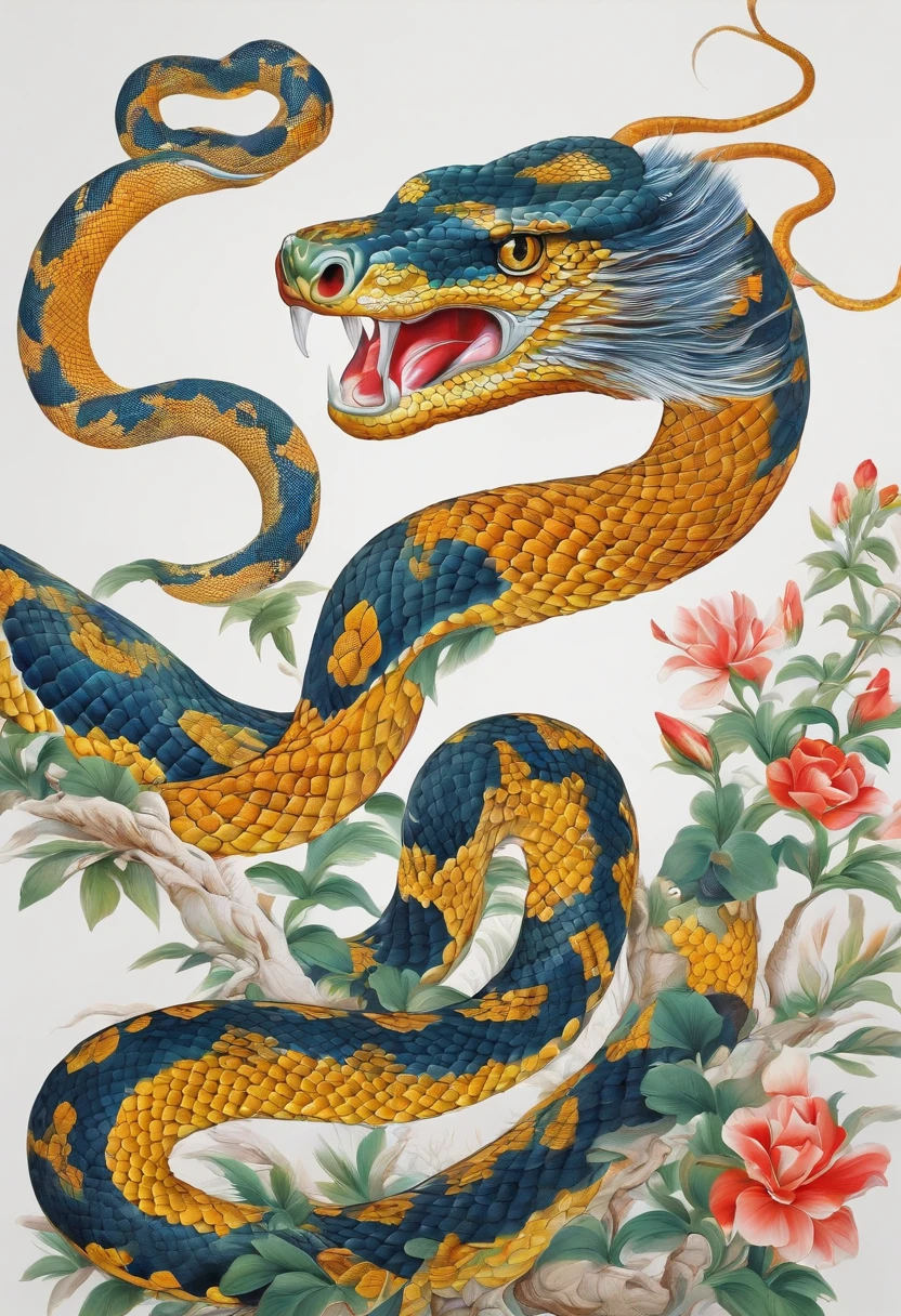 Snake National Style Painting National Tide White Background