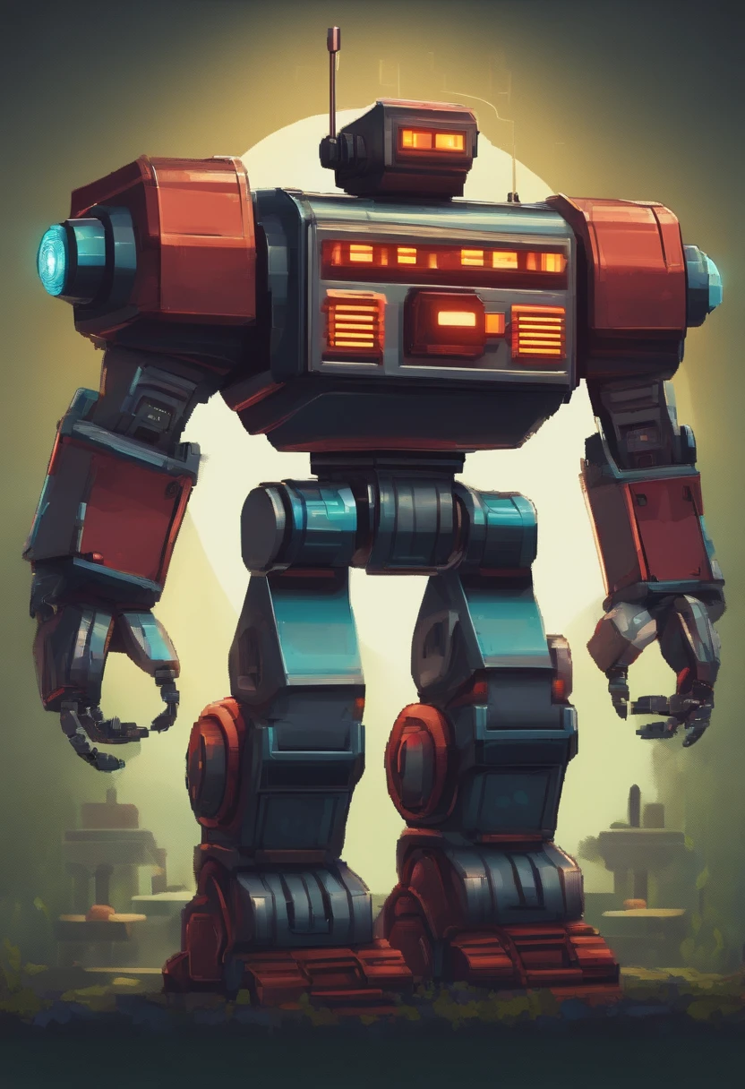 a 8 bit robot NES style, video game character, stylized