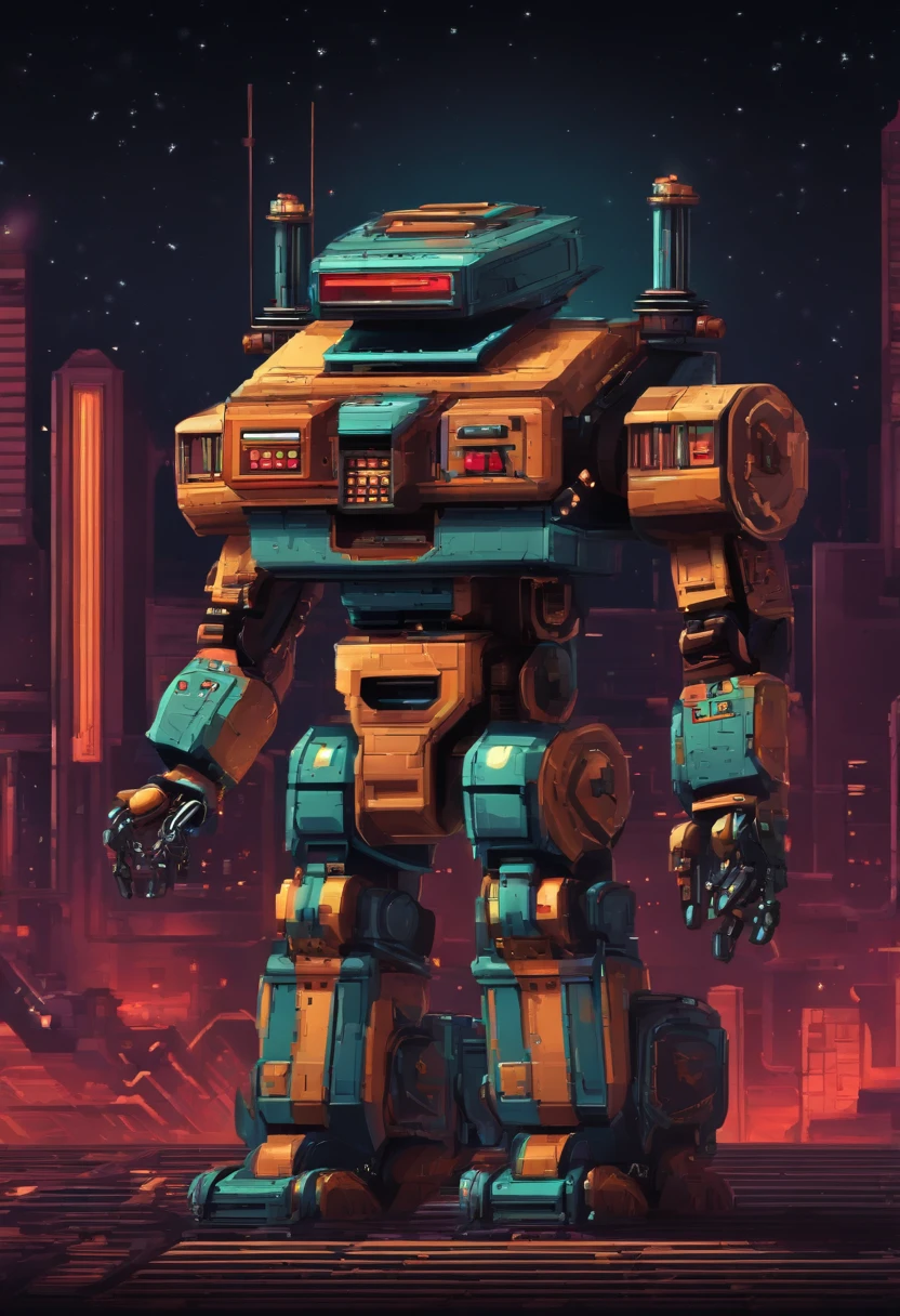 a 8 bit robot NES style, video game character, stylized