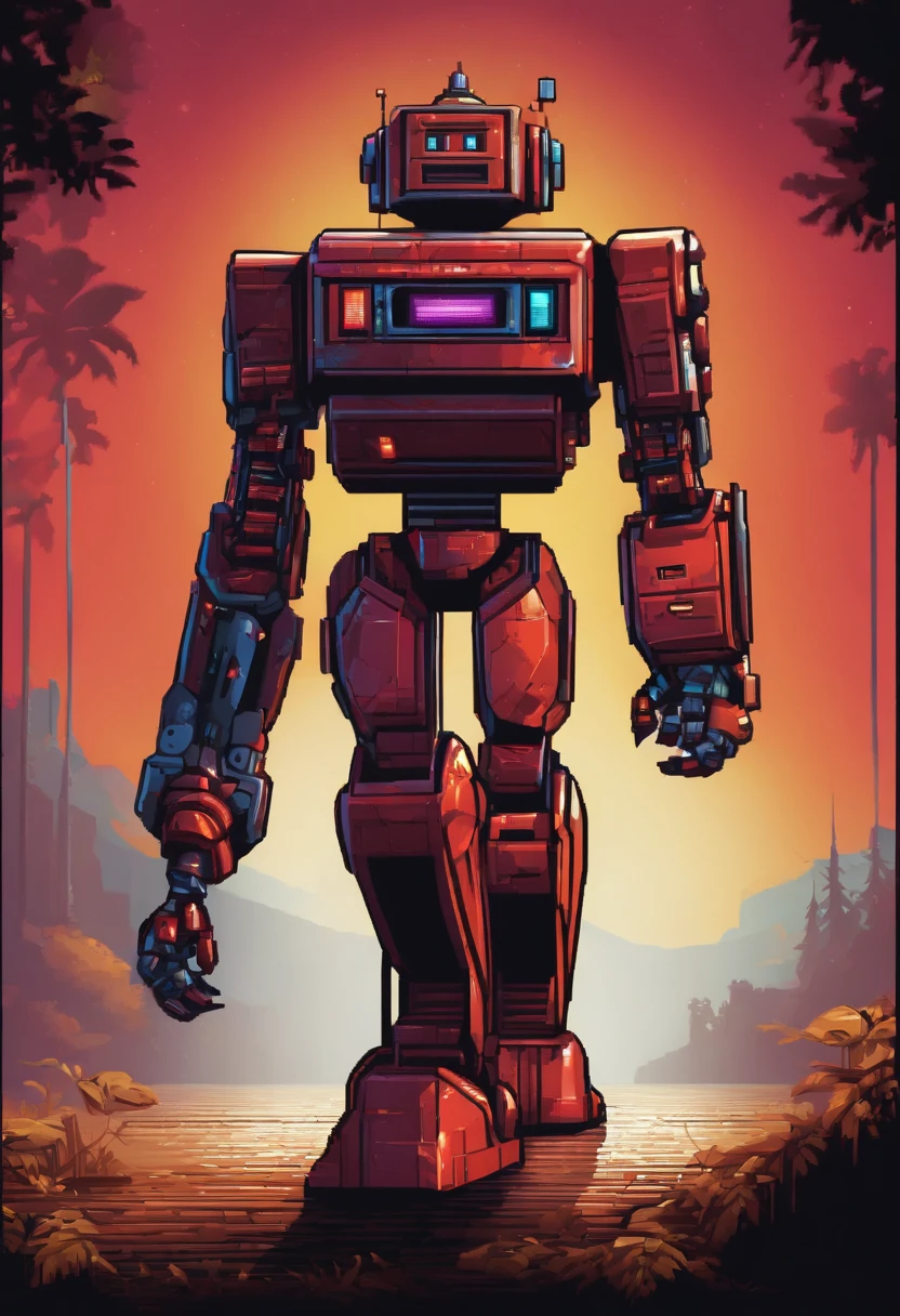 a 8 bit robot NES style, video game character, stylized