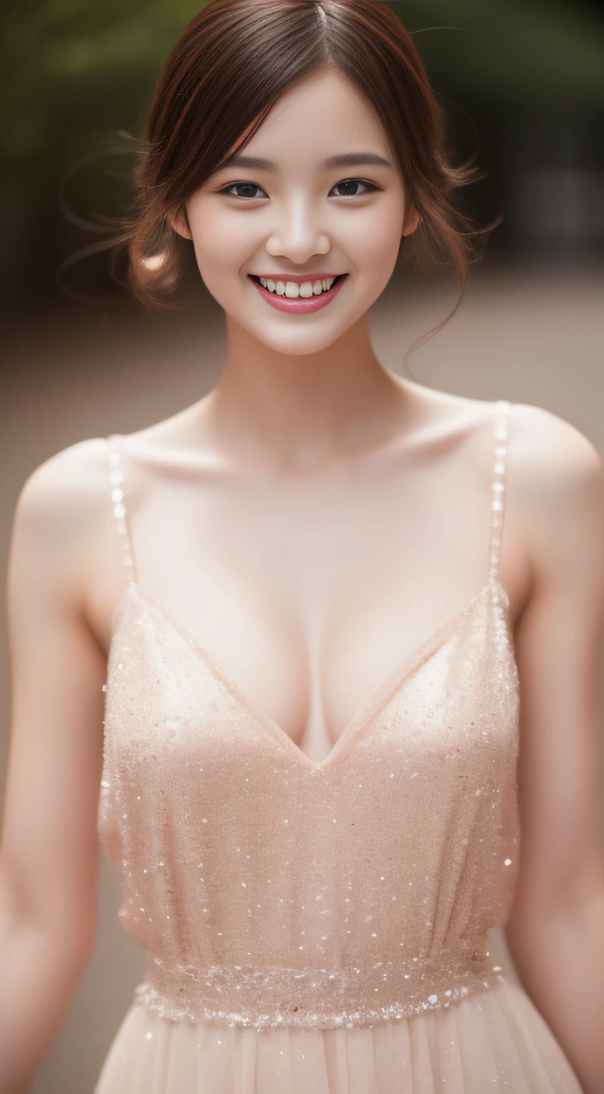((Best Quality, 8K, Masterpiece: 1.3)), 1girl, Slim Abs Beauty: 1.3, (Casual hairstyle, No leakage of big breasts: 1.2), (Dress: 1.4), Super fine face, Delicate eyes, Double eyelids, smile, homely