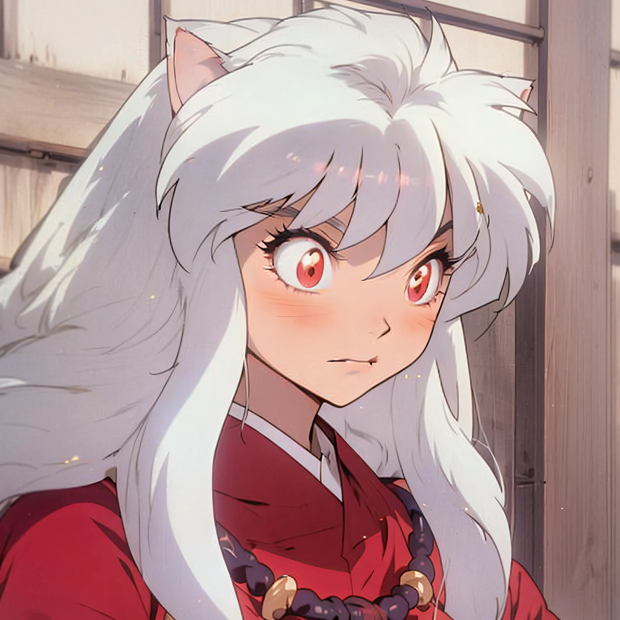 Anime characters with long white hair and red dresses, inuyasha, rumiko, inspired by Rumiko Takahashi, author:Rumiko Takahashi, an retro anime image, inspired by Naoko Takeuchi, anime catgirl, yee chong silverfox, as an anime character, 1 9 9 0's anime, nyaruko-san
