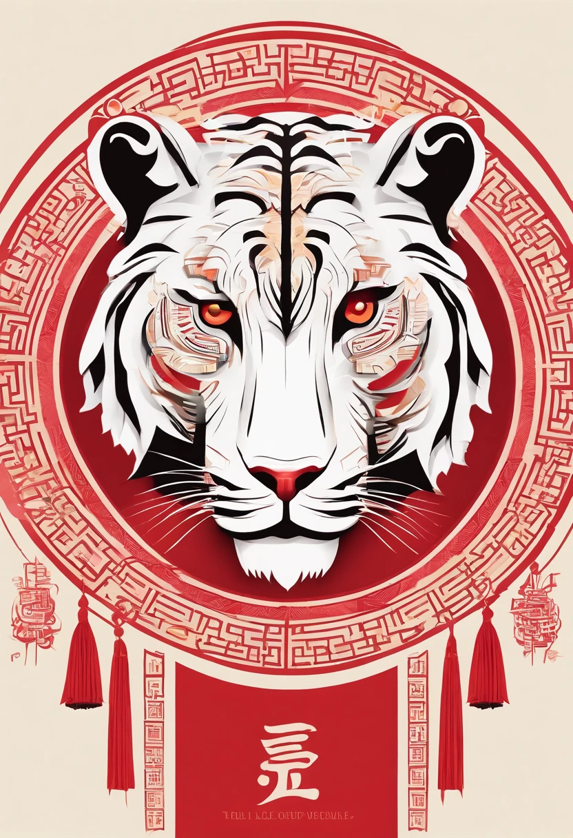 Zodiac Tiger,Chinese New Year's Eve verse,red colour,jubilation,lanterns