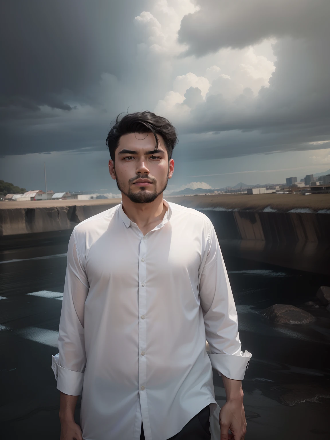 Change background wearing black suit man