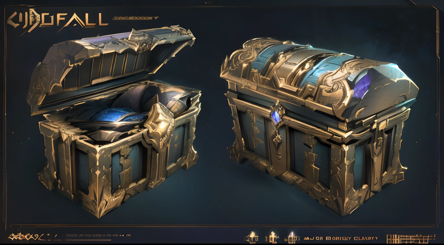 There are two purple chests,It has a purple design on it, polycount contest winner, object concept art, ultra detailed concept art, trending on polycount, highly detailed concept art, game assets, detailed conceptual drawing, chest, featured on polycount, Large chest, high detail concept art, Ultra detailed concept art, 8 K high detail concept art, polycount