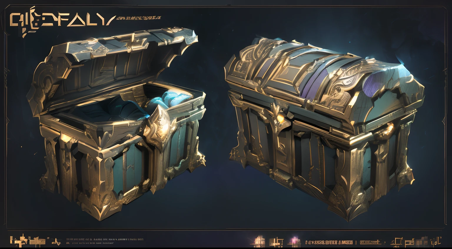 There are two purple chests，It has a purple design on it, polycount contest winner, object concept art, ultra detailed concept art, trending on polycount, highly detailed concept art, game assets, detailed conceptual drawing, chest, featured on polycount, Large chest, high detail concept art, Ultra detailed concept art, 8 K high detail concept art, polycount