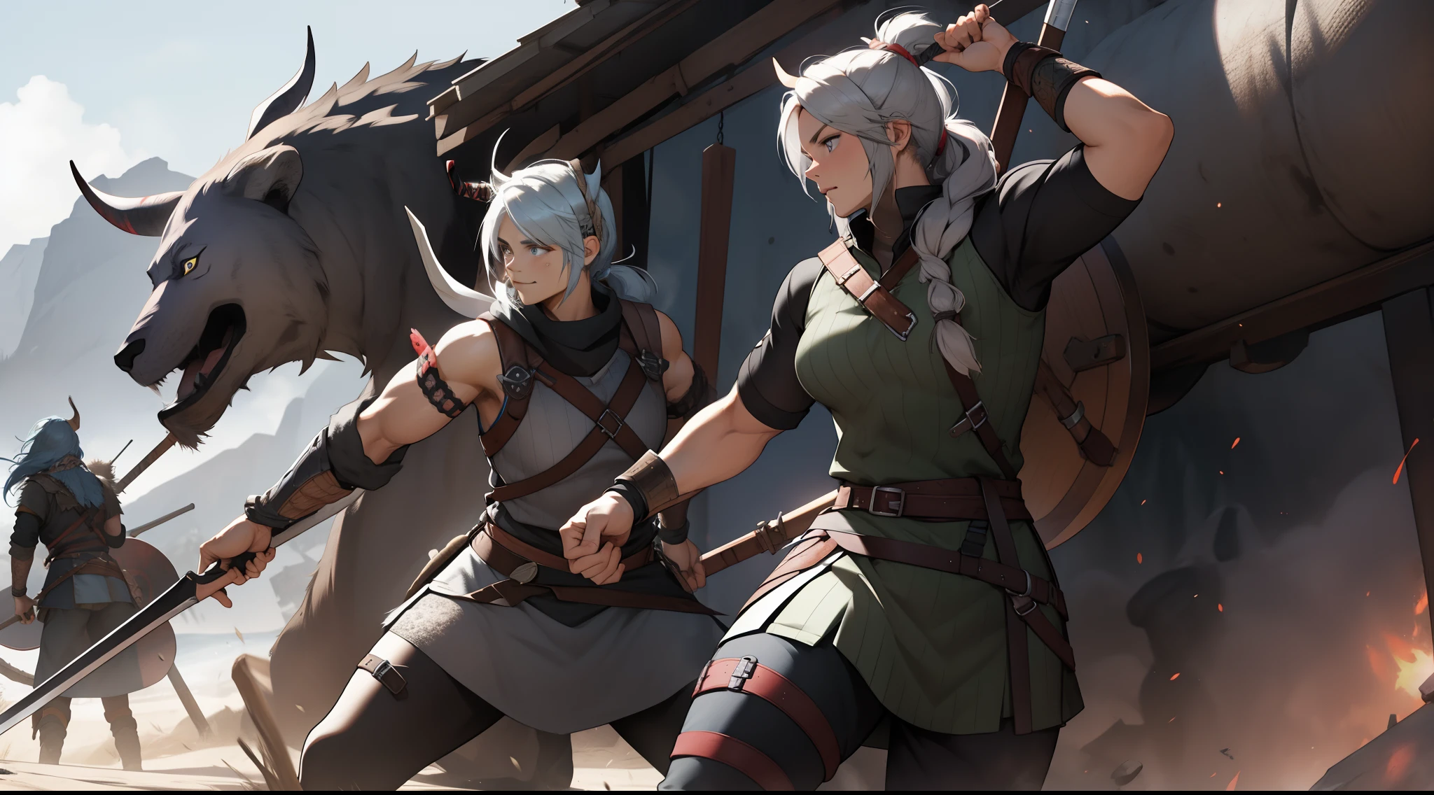 ((female viking battlegrounds)) . (muscle: 2.0)