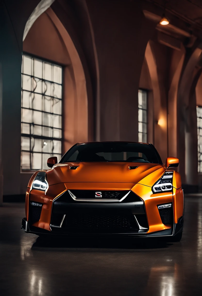 desenhe interior nissan gtr vermleho em 8k