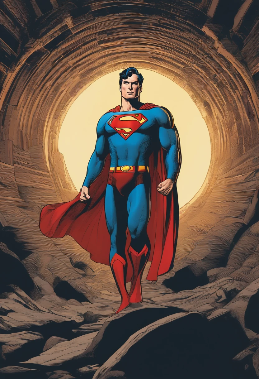 SUPERMAN WITH AN EXPRESSION OF SURPRISE, EM UM FNDO ANGAJADOR E CHAMATIVO PARA UMA THUMBNAIL