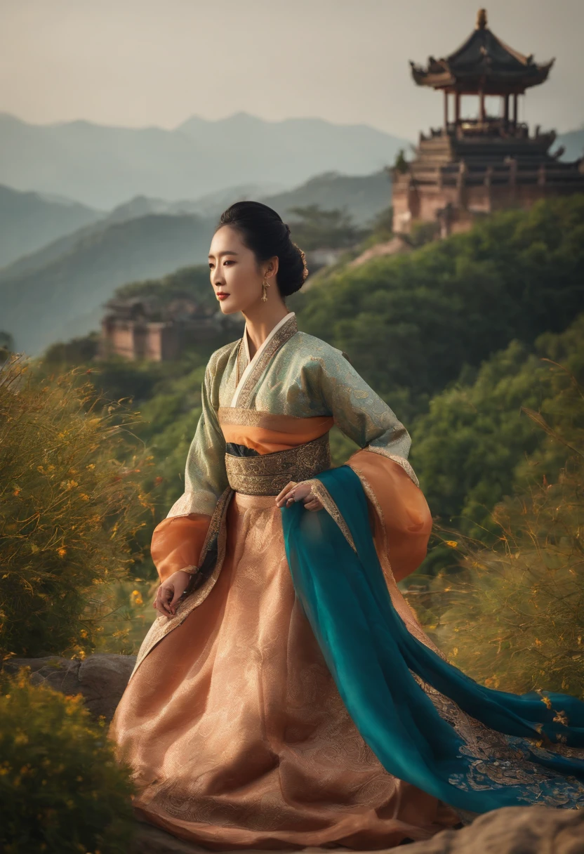 (Scorching wind currents),(Masterpiece), (Best quality), (Super detail), (Beautiful),(high saturated),(Gangnam),(period costume),(illustration),(ancient buildings),(Apricot),(Rajah),(Mu Zhuohua)