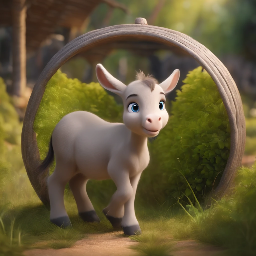 movie picture quality,Disney animation,style of disney animation,Disney movie animation,3D movies,China-style,Avanti leads a cute little donkey,depth of fields,high light,Real light,Ray traching,oc rendered,Hyper-realistic,best qualtiy,8K,Works of masters,super-fine,Detailed pubic hair,Correct anatomy,sharp focus on eyes,Bokeh,Facial features are carefully depicted