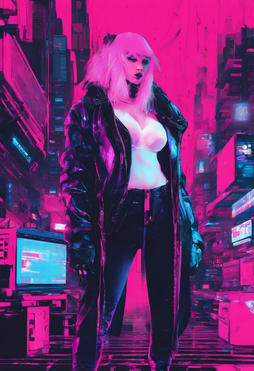 Black pink wants to get color in the air,Refined face,Snow-white skin,Tattooed with,hallways,looks out the window,leaning back against the wall,Background bokeh,Red and blue eyes